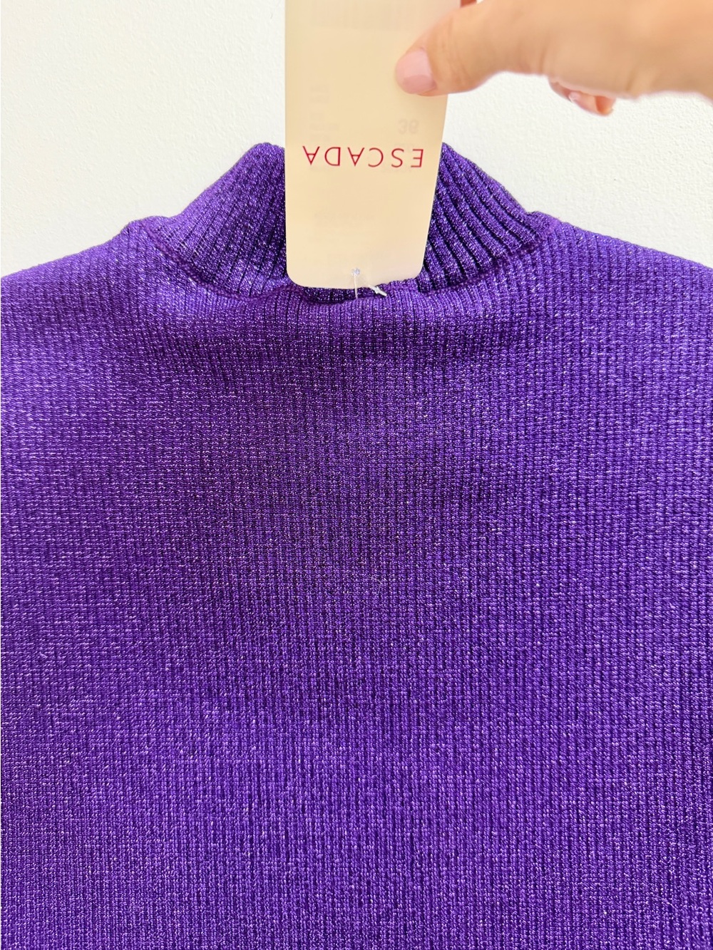 Escada Vintage Purple Sleeveless Mock Neck / Turtleneck Knit Top - Picture 7 of 7